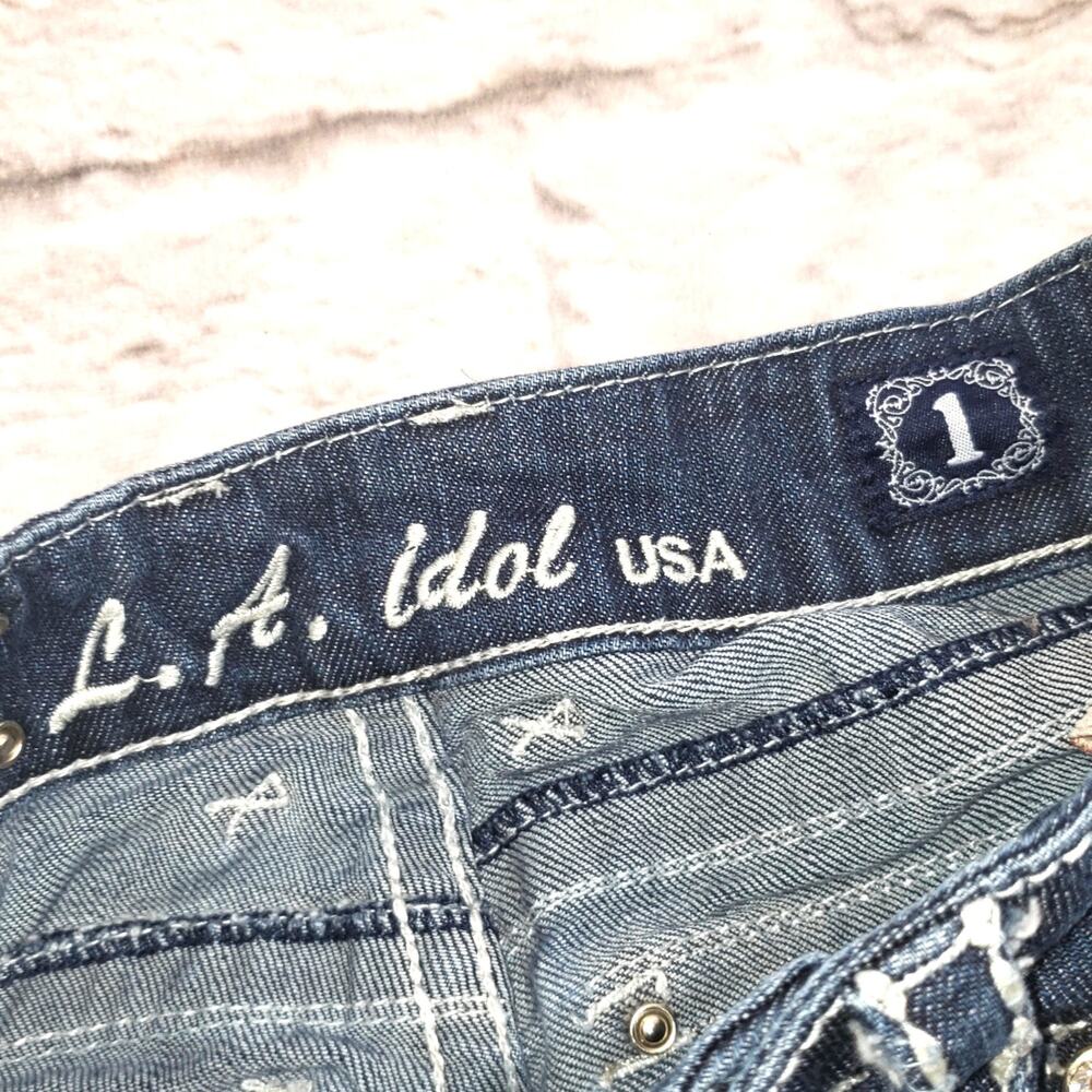 LA Idol Y2K style embellished Boot cut Jeans size 1/27 - Picture 5 of 8